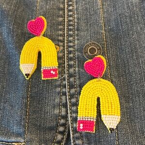 Colorful Beaded Pencil Earrings: perfect for teachers, and educators!